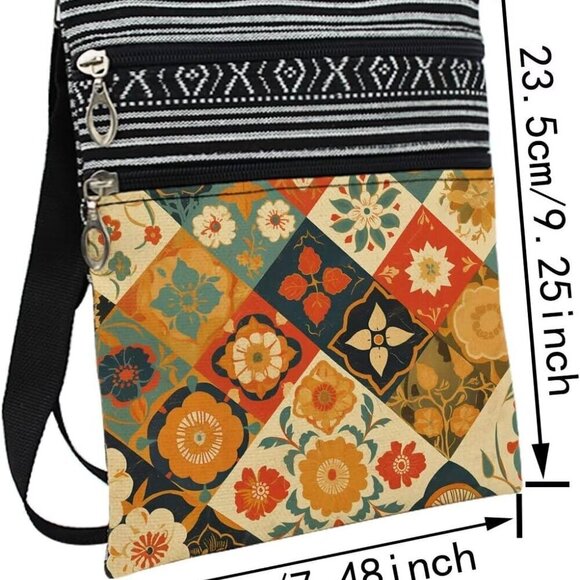 Kaleidoscope Messenger Bag Small Ethnic Pattern Adjustable Strap Crossbody - Picture 2 of 7